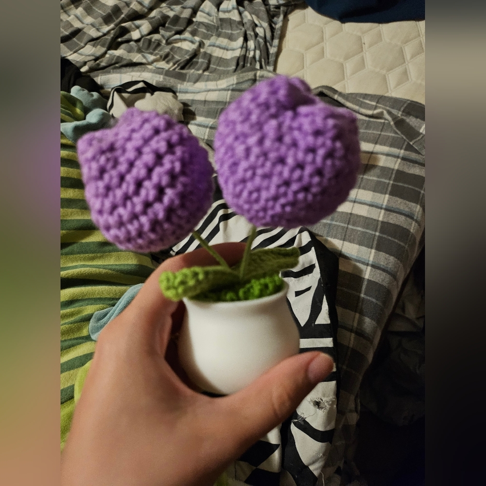 Crochet Purple Tulips in Mini Pot 💜